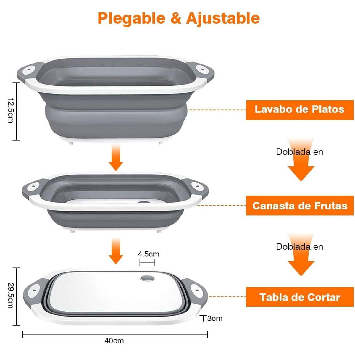 Tabla de Picar Plegable con Escurridor 3 en 1