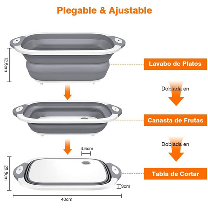 Tabla de Picar Plegable con Escurridor 3 en 1