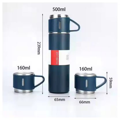 Set Termo de Acero 500 ml con 2 Tazas