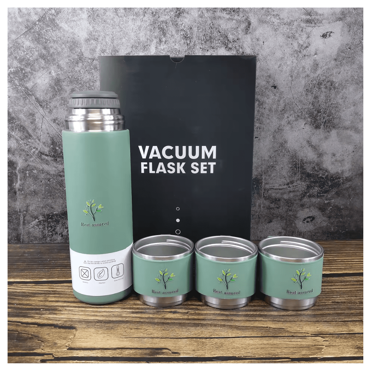 Set Termo de Acero 500 ml con 2 Tazas