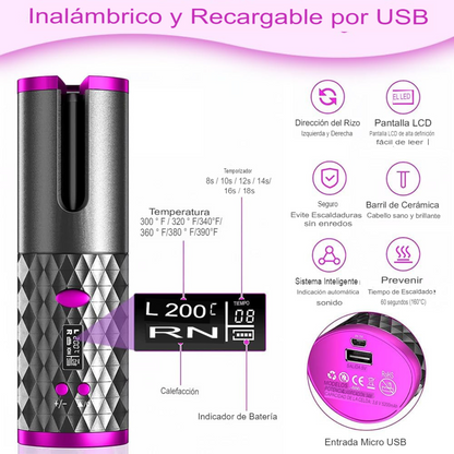 Rizador de Pelo Inalámbrico Recargable
